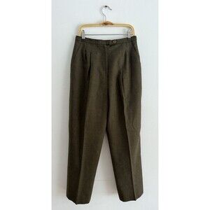 Prophecy 100% Wool Pleated Crop Pants Women Size S Olive Green High Rise Tapered
